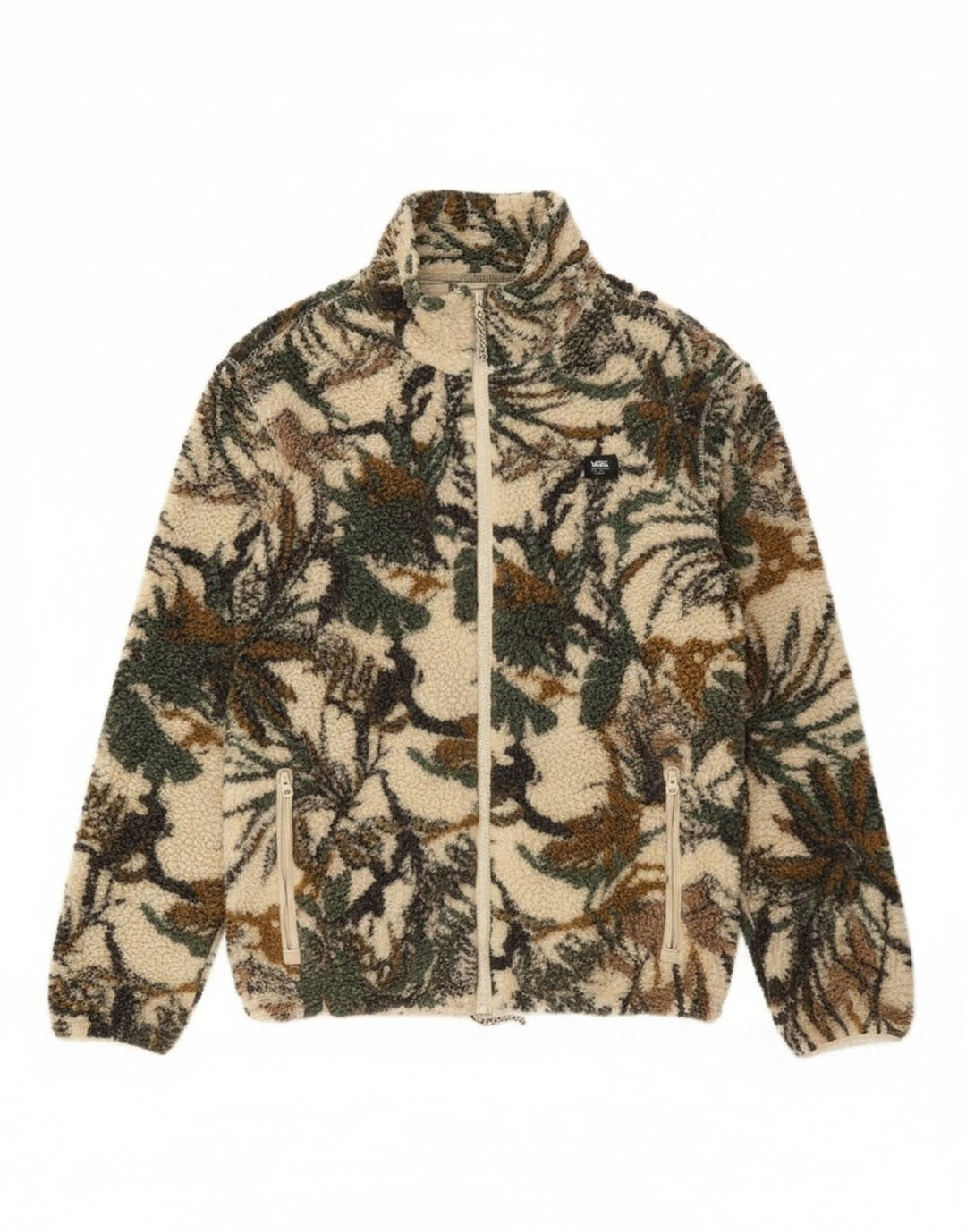 Vans Mens Fleece Jacket UK 38 Medium Green Floral Polyester