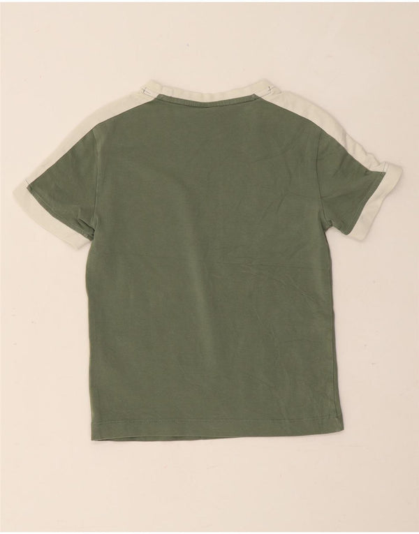 Puma Womens Crop T-Shirt Top UK 8 Small Green Colourblock Bomuld