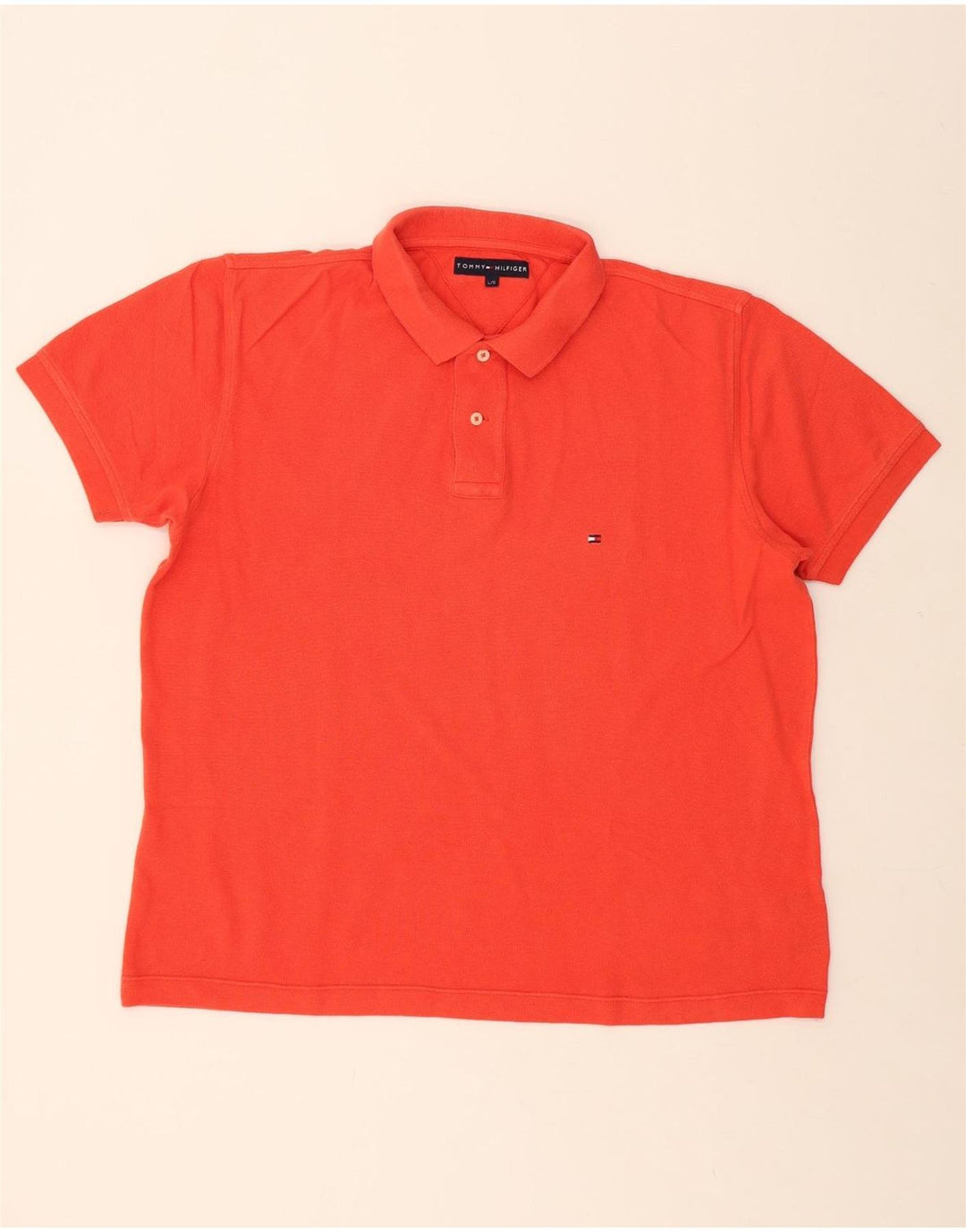 TOMMY HILFIGER Mens Polo Shirt Large Red Cotton Vintage Tommy Hilfiger and Second-Hand Tommy Hilfiger from Messina Hembry 