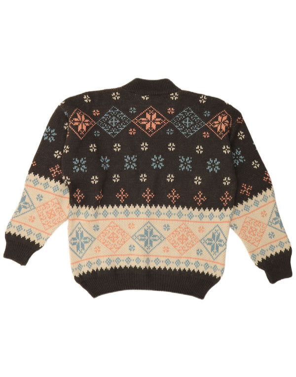 Trussardi Jeans Mens Turtle Neck Jumper Sweater XL Black Fair Isle