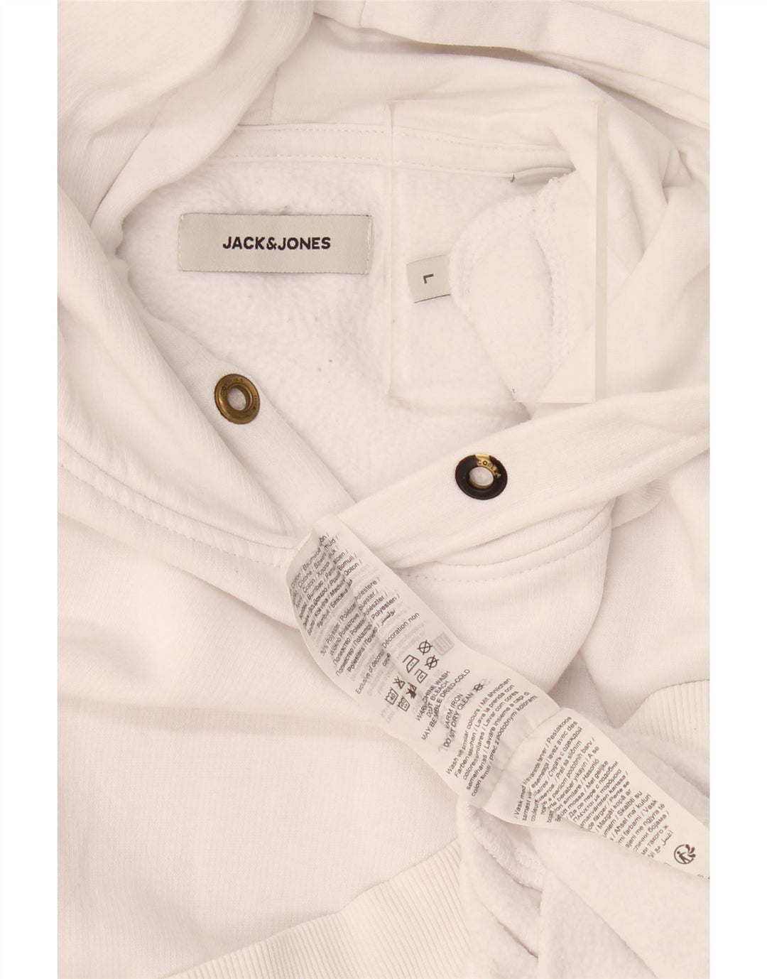 Jack & Jones Mens Hoodie Jumper Large White Cotton
