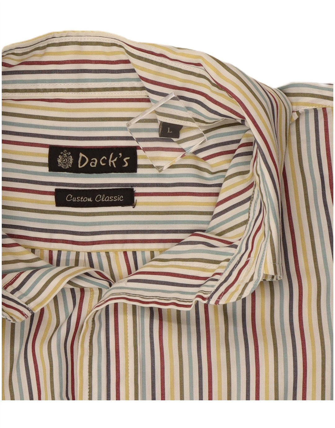 Dack's Mens Short Sleeve Shirt Large Multicoloured Pinstripe Cotton