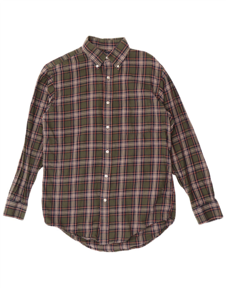 Camicia a quadri da uomo Lands End taglia 15 a quadri verde medio