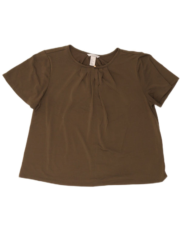 Top camicetta da donna H&M UK 14 Poliestere kaki medio