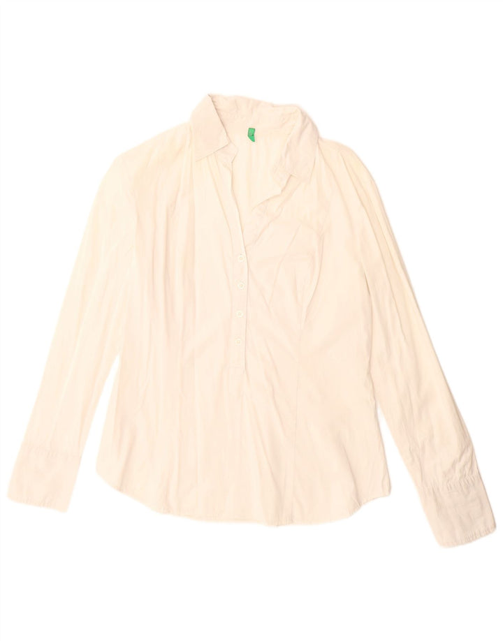 Benetton Womens Pullover Shirt UK 16 Large Off White Cotton