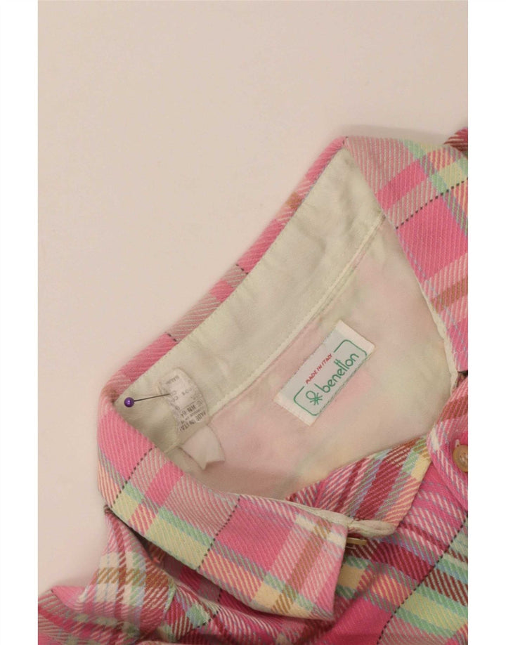Benetton Chemise En Flanelle Grand Carreau Rose Coton Homme