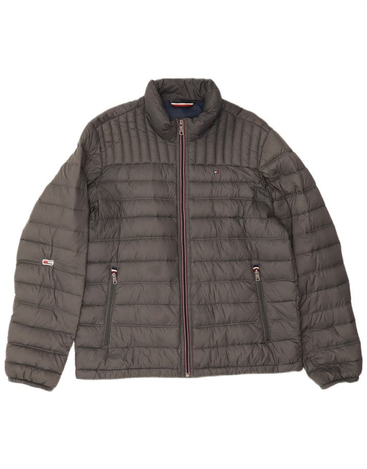 Tommy Hilfiger Herre polstret jakke UK 38 Medium Grå Nylon