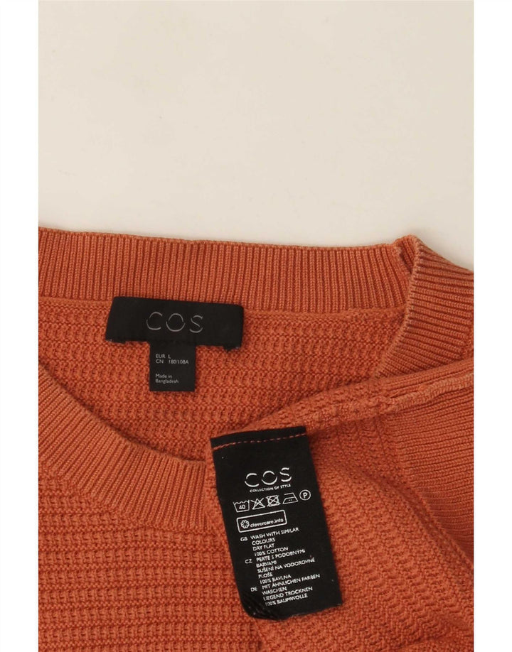 Cos Mens Crew Neck Jumper Sweater Large Orange Cotton