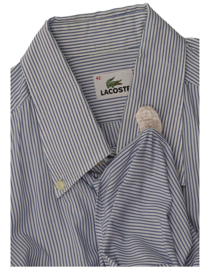 LACOSTE Mens Shirt Size 42 Large Blue Pinstripe Cotton