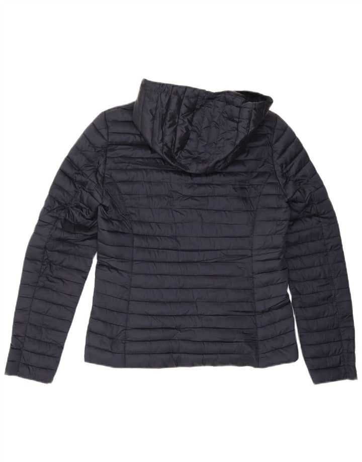 MASSIMO DUTTI Womens Hooded Padded Jacket UK 10 Small Navy Blue