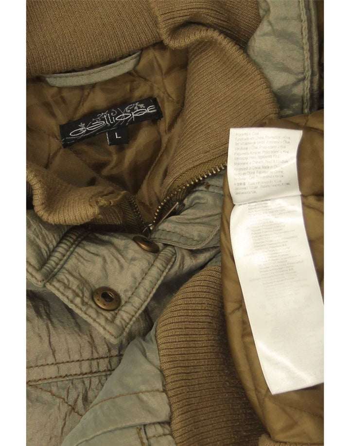 Calliope Womens Hooded Padded Jacket UK 16 Large Khaki Nylon
