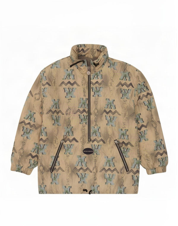 Jaqueta masculina Exxtasy com padrão abstrato solto ajuste anorak Reino Unido 36 pequeno off white