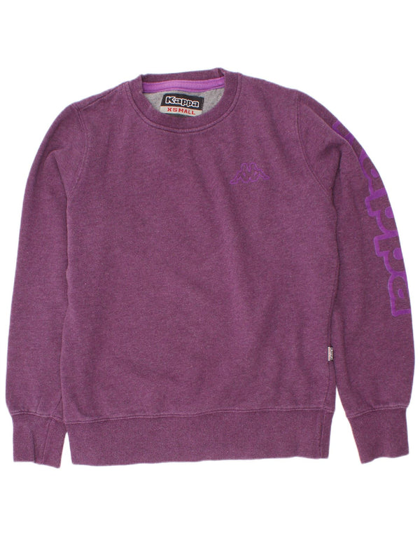 Kappa Womens Graphic Loose Fit Sweatshirt Jumper UK 4 XS Purple Cotton