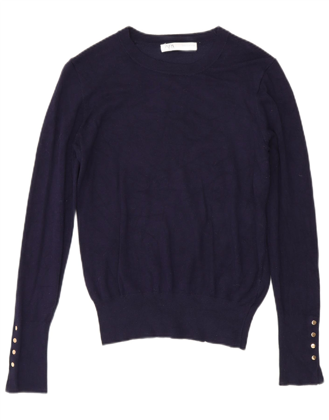 Zara Womens Boat Neck Jumper Sweater UK 12 Medium Navy Blue