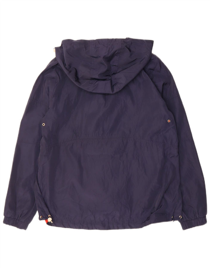 MICHAEL KORS Womens Hooded Rain Jacket UK 14 Medium Navy Blue Polyester