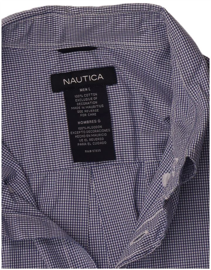 Nautica Herreskjorte Stor Blå Gingham Bomuld