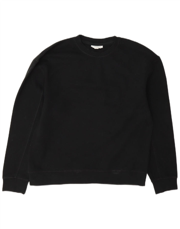 Topshop Womens Oversized Sweatshirt Jumper UK 10 Small Black Cotton