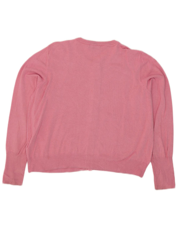 Maglione cardigan oversize corto da donna Marks & Spencer UK 6 XS rosa viscosa