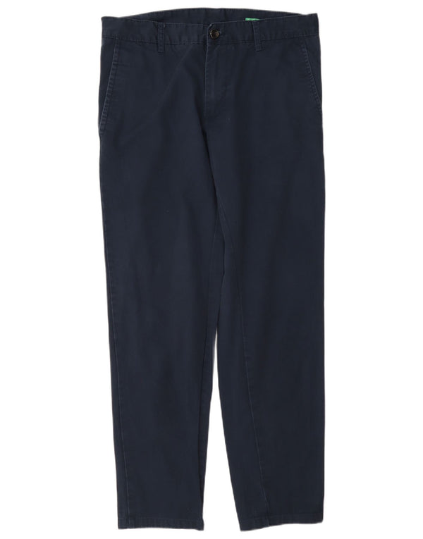 Benetton Womens Straight Chino Trousers IT 46 Large W32 L29 Navy Blue