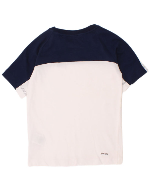 Adidas Boys Climalite T-Shirt Top 7-8 år Hvid Colourblock Bomuld