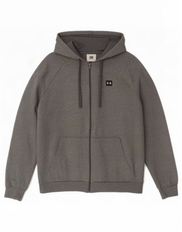 Felpa con cappuccio e zip Under Armour da uomo Cold Gear 2XL in cotone chiazzato grigio