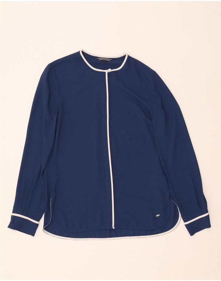 TOMMY HILFIGER Womens Loose Fit Blouse Top US 4 Small Navy Blue Polyester