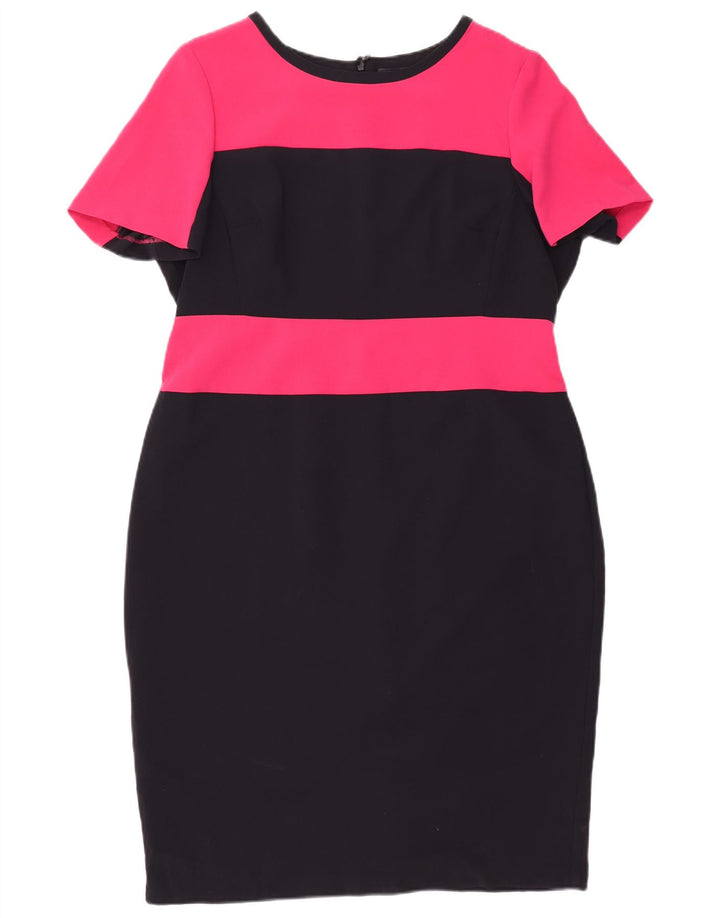 MARKS & SPENCER Womens Sheath Dress UK 18 XL  Black Colourblock Polyester