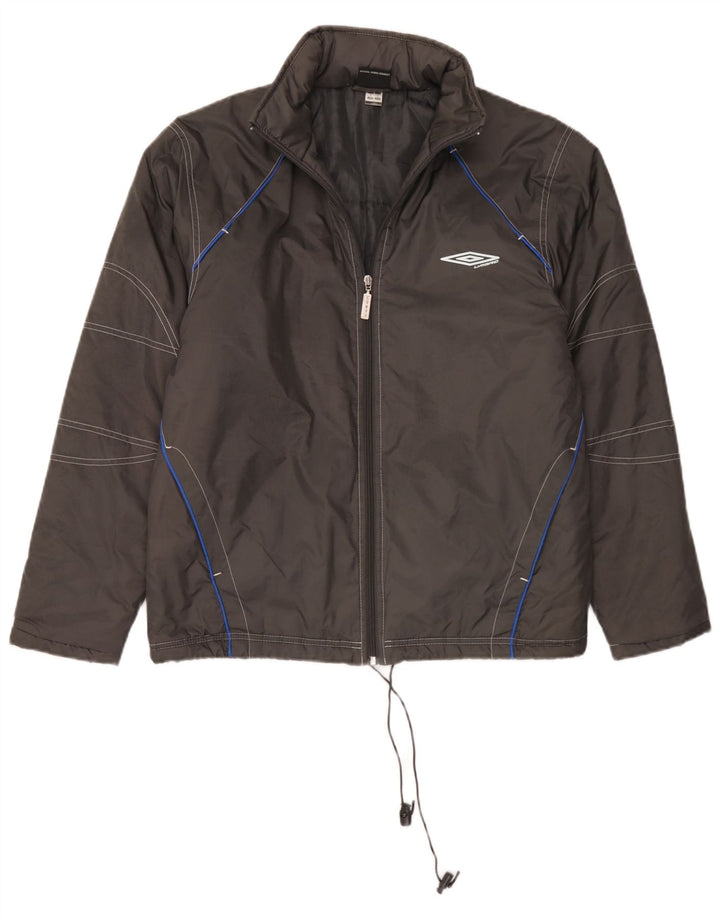 Umbro Veste rembourrée à capuche pour homme UK 36 Small Gris Nylon