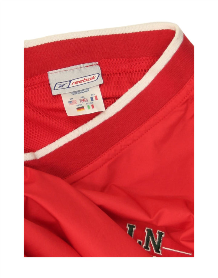 Reebok Mens Graphic Pullover Tracksuit Top 2XL Red Striped Polyester Sports