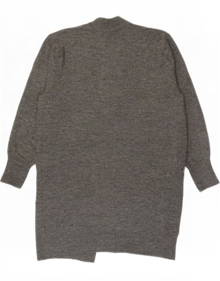 Zara Womens Longline Open Cardigan Sweater UK 14 Medium Grey Akryl