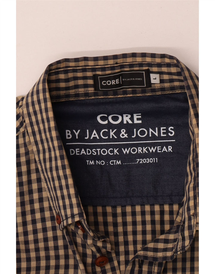 Jack & Jones Mens Shirt Large Brown Gingham
