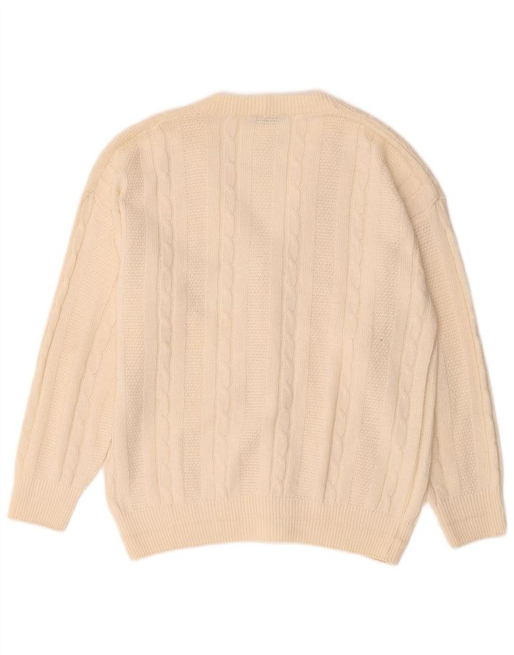 Pulover cardigan pentru bărbați Blue Eyes, bumbac alb, mediu