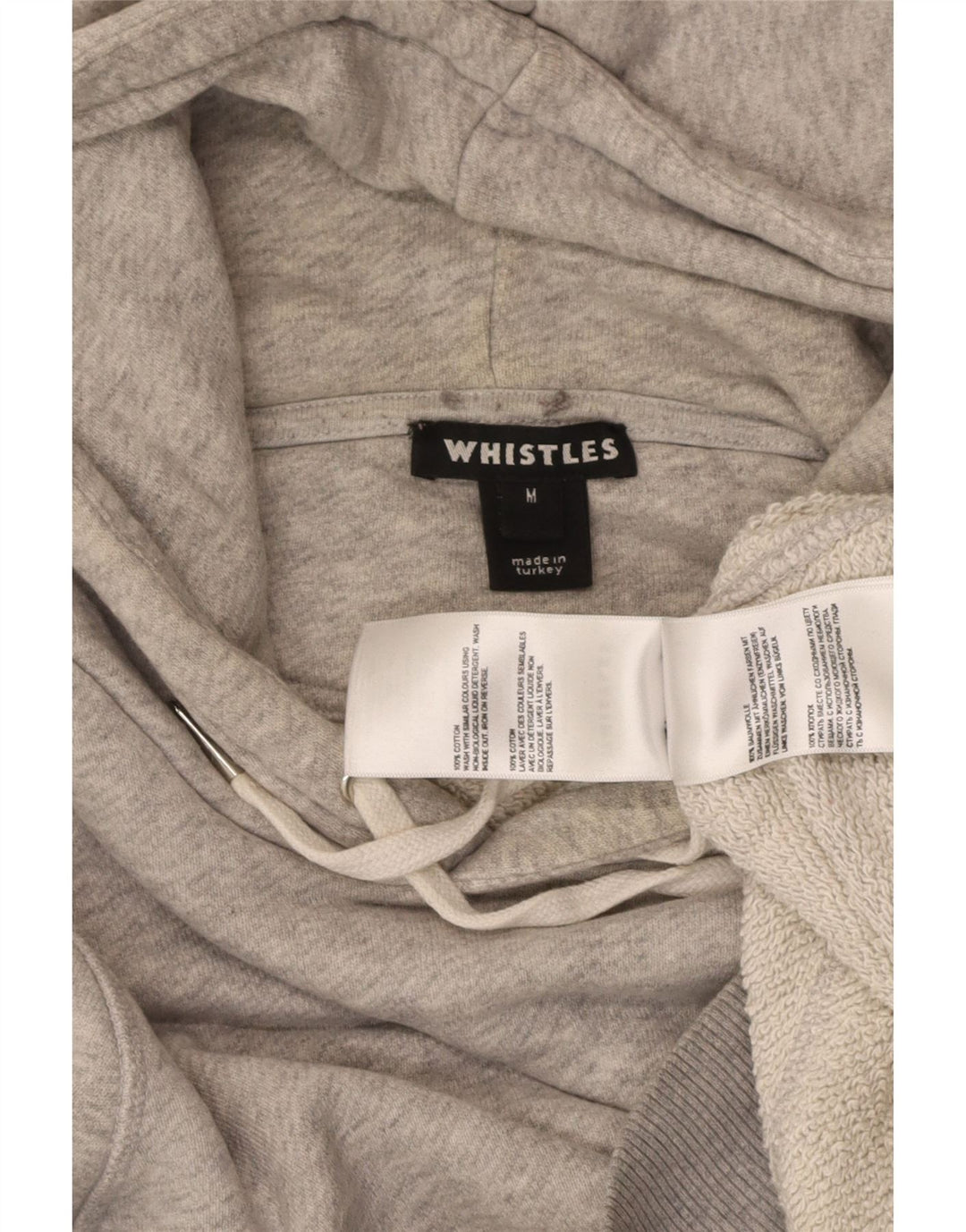 WHISTLES Mens Hoodie Jumper Medium Grey Colourblock Cotton