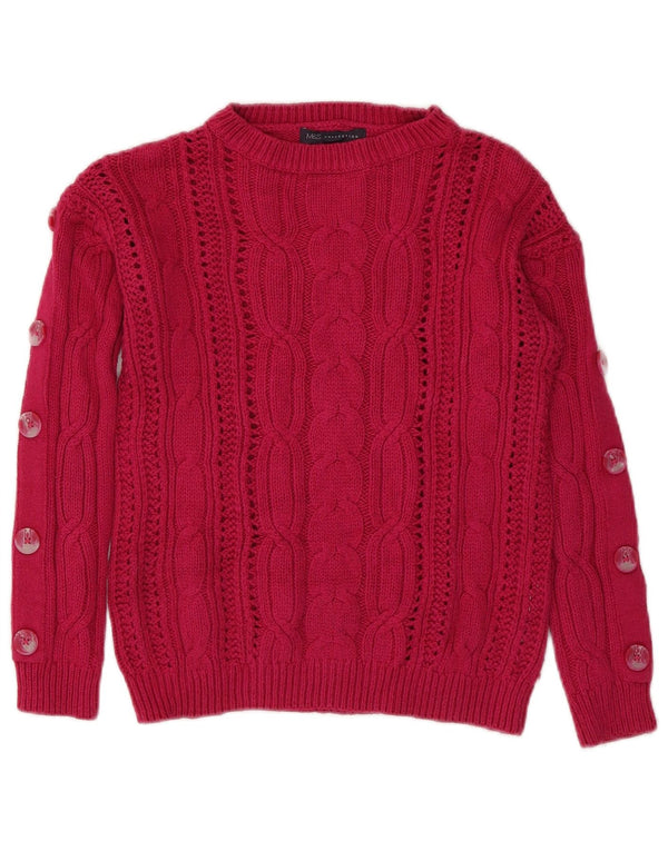 Marks & Spencer Womens Boat Neck Jumper Sweater UK 8 Small Pink Cotton