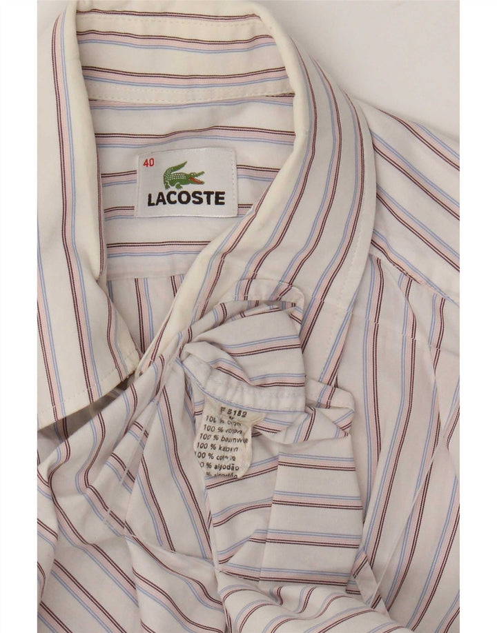 Lacoste Mens Shirt Size 40 Medium White Striped Cotton