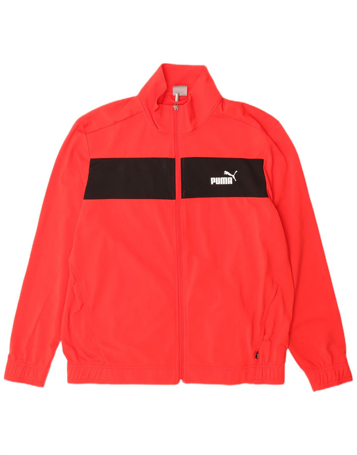 PUMA Herren-Trainingsanzug-Oberteil, Jacke, XL, rotes Farbblock-Polyester