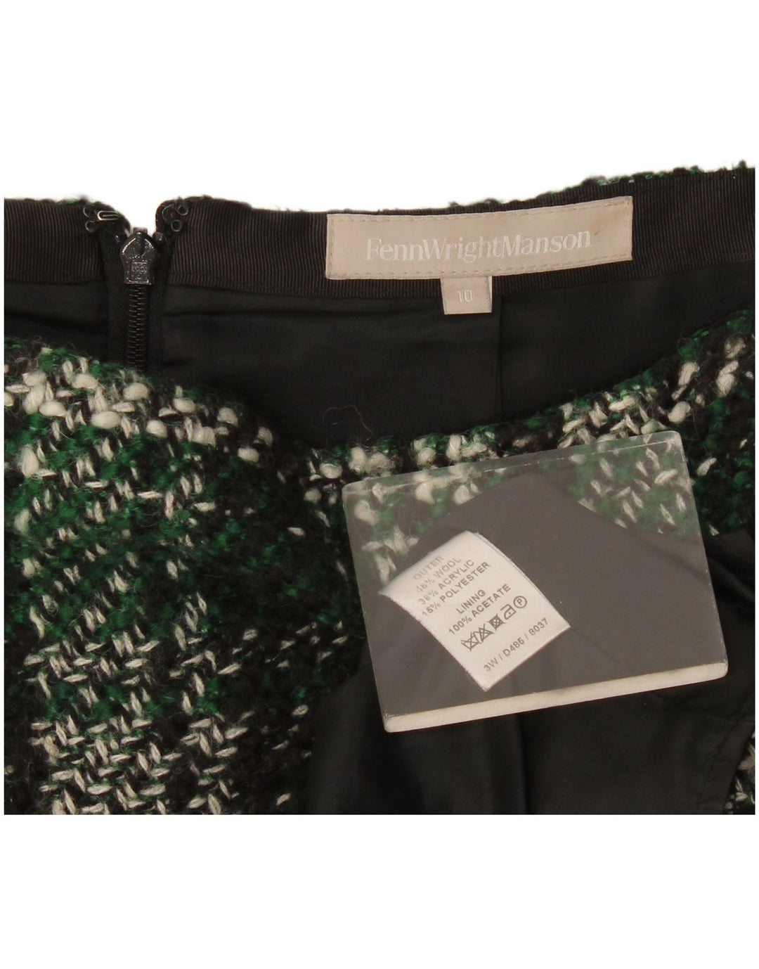Fenn Wright Manson Dame Mini-nederdel UK 10 Small W30 Green Check Wool