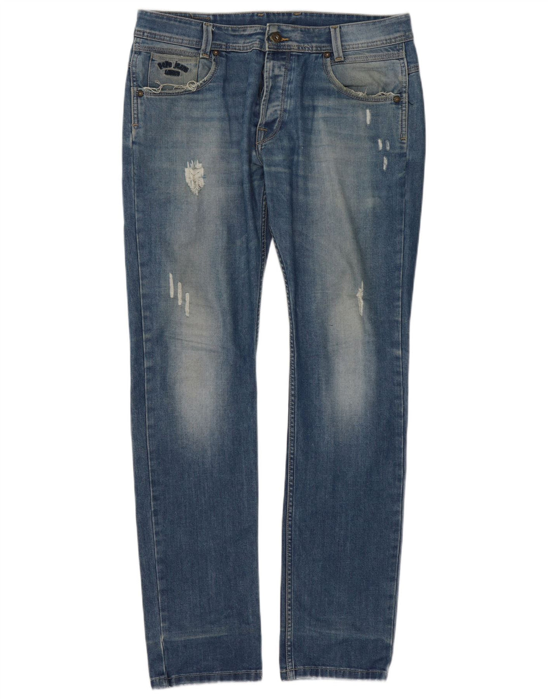 PEPE Jeans Womens Distressed Slim Jeans W34 L34 Blue Cotton