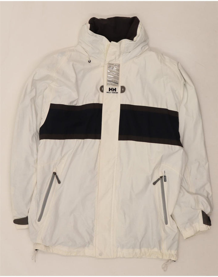 Helly Hansen Regnjakke med hætte til mænd UK 40 Large White Colourblock