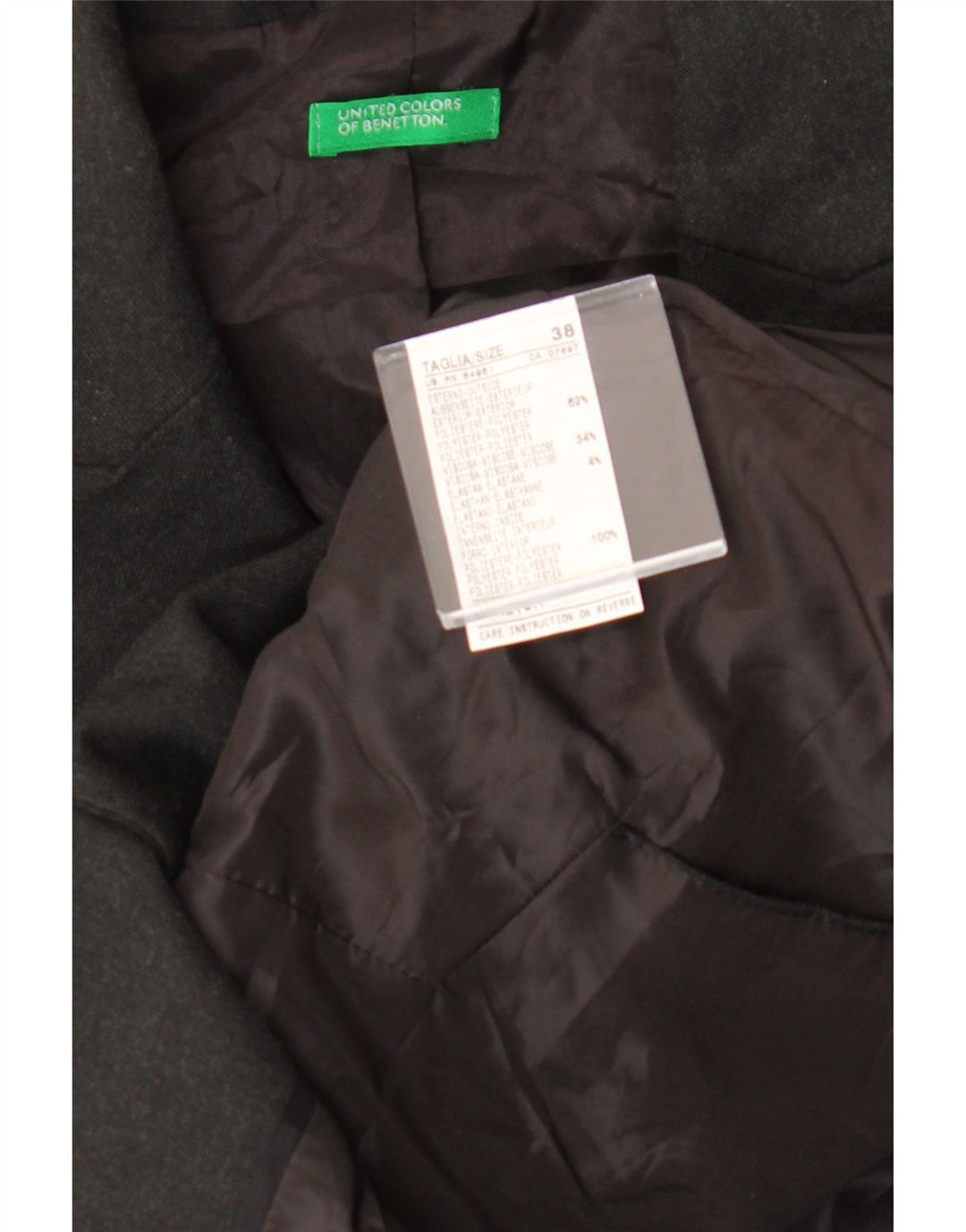 BENETTON Womens 2 Button Blazer Jacket IT 38 XS Black Polyester Vintage Benetton and Second-Hand Benetton from Messina Hembry 