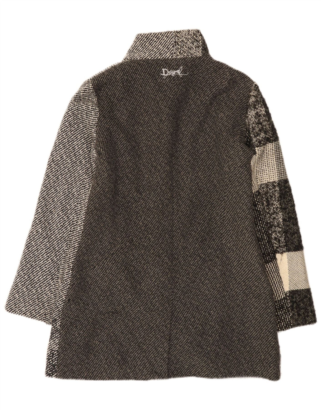 Desigual Dame Overfrakke EU 42 Large Grey Floral Polyester