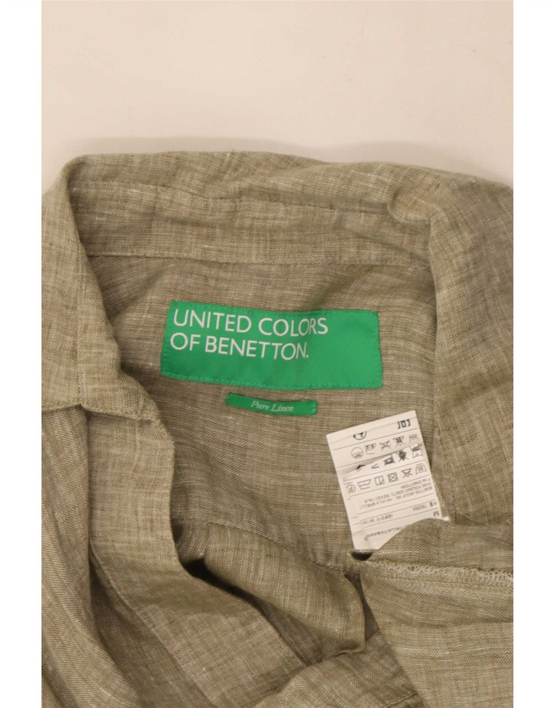 Benetton Dame A-Line Kjole UK 14 Medium Khaki Linen