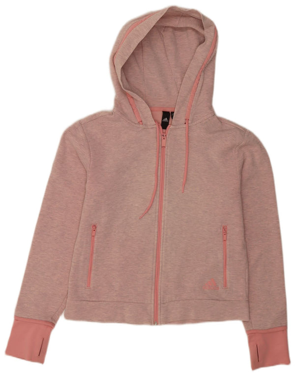 Adidas Damen Zip Hoodie Pullover UK 8/10 Small Pink Flecked