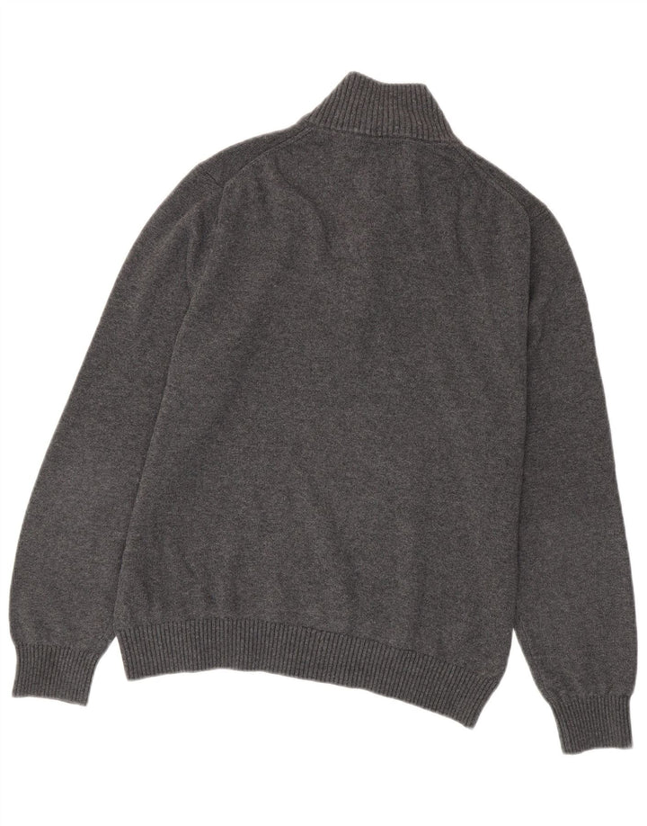 NAUTICA Mens Zip Neck Jumper Sweater Medium Grey Cotton