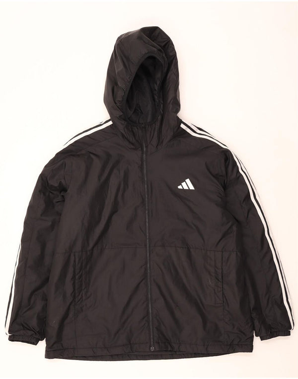 Adidas Veste coupe-vent à capuche pour homme UK 44 2XL Noir Polyester