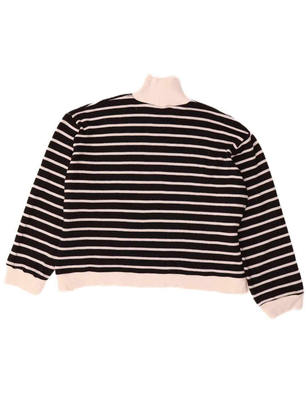 Zara Womens Turtle Neck Jumper Sweater UK 14 Medium Black Striped