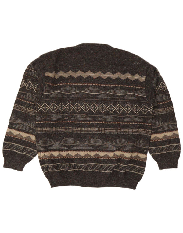 Rodes Herre Crew Neck Jumper Sweater Medium Grå Geometrisk Akryl