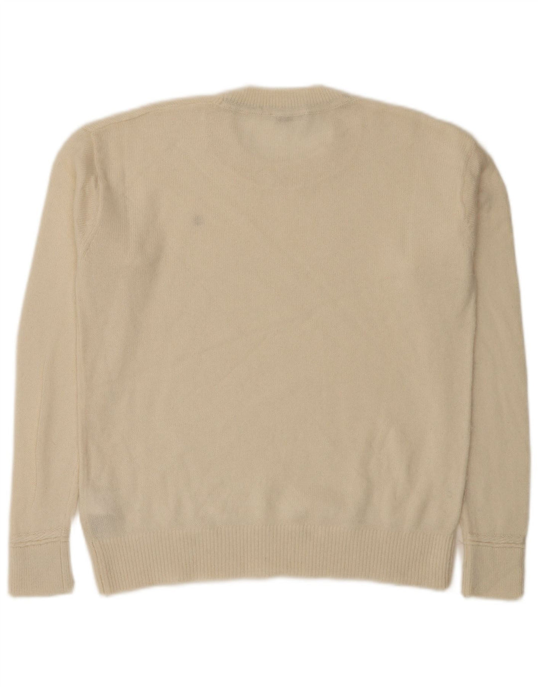 Tommy Hilfiger Womens Crew Neck Jumper Sweater UK 14 Medium Off White Wool