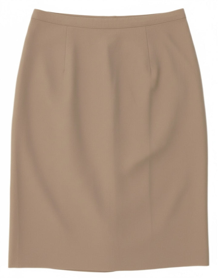 BENETTON Womens Pencil Skirt IT 42 Medium W28  Beige Cotton