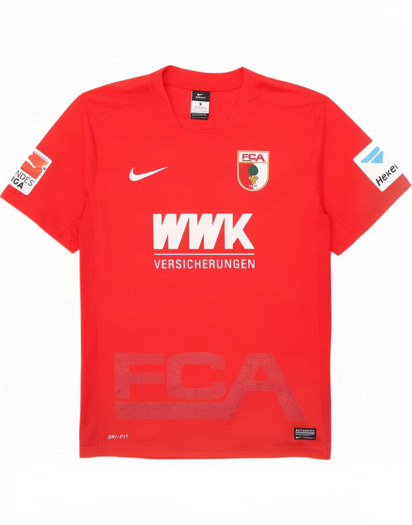 Nike Mens FC Augsburg grafikus póló felső, közepes piros poliészter